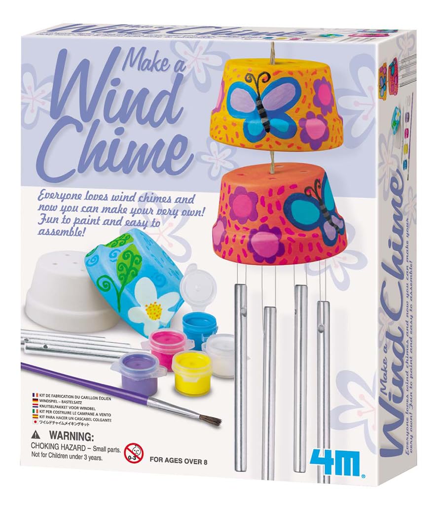 4M Make A Wind Chime Kit - Arts & Crafts Construct & Paint A Wind Powered Musical Chime DIY Gift for Kids, Boys & Girls 4M