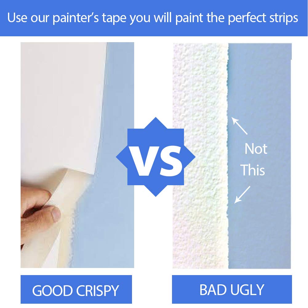 KICNIC White Masking Tape 3 Pack, General Purpose Painter's Tape 0.7inch x 60yard, 180 Yard in Total, Beige Crepe Paper Tape for Painting, Labeling, KICNIC