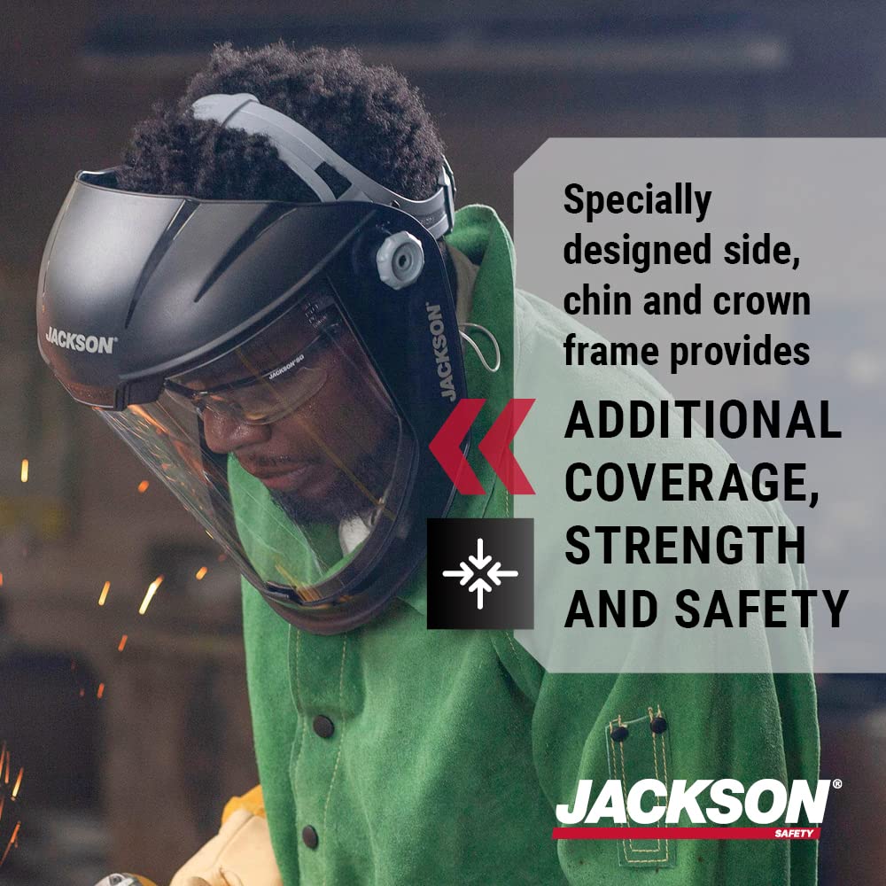 Jackson Safety Lightweight MAXVIEW Premium Face Shield with 370 Speed Dial Ratcheting Headgear – Uncoated Clear JACKSON SAFETY