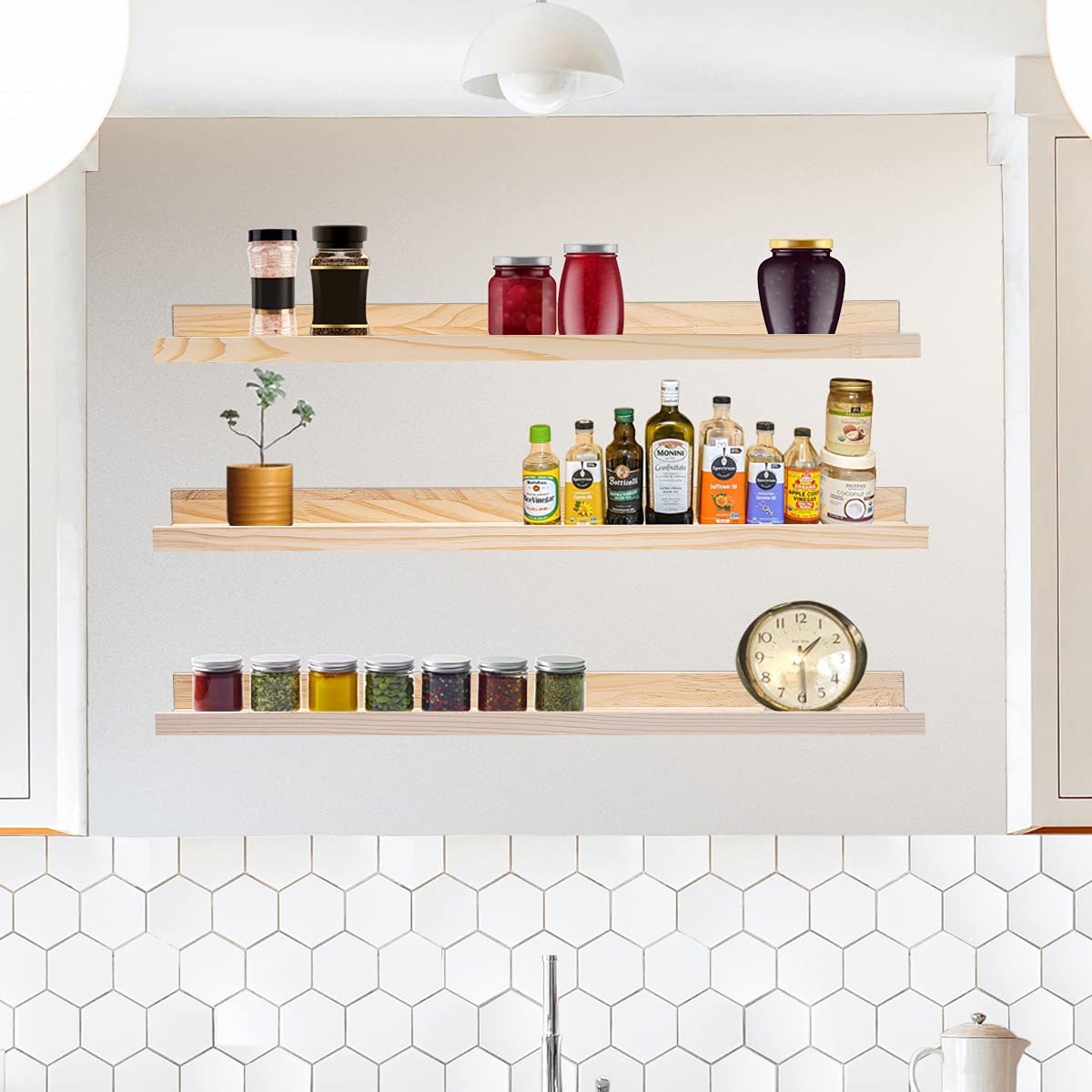 MBYD 36 Inch Natural Wood Floating Shelves - Wall Mounted Picture Ledge for Home and Office MBYD