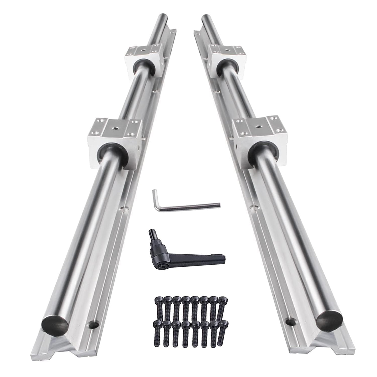 CNCMANS SBR20-2200mm Linear Rail Linear Rails and Bearings Kit 2Pcs SBR20 2200mm Long Fully Supported Shaft Guide with 4Pcs SBR20UU Linear Bearing CNCMANS