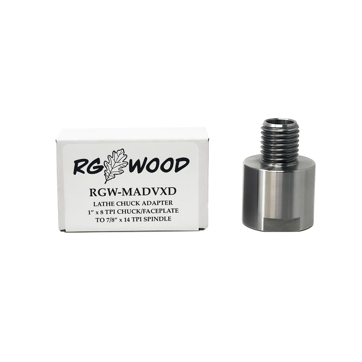 RGWOOD Lathe Chuck Faceplate Adapter from 7/8" x 14 tpi Lathe (Beaver Rockwell etc) to 1" x 8tpi Faceplate or Chuck RGWOOD