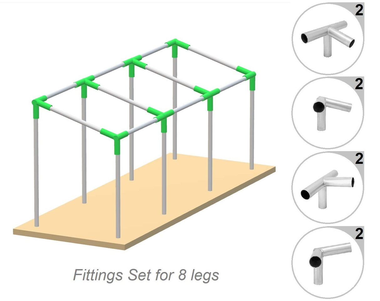GoodsZone Canopy Fittings Kit 1 3/8" Slant Roof Carport Gazebo Slope Lean to Shed Greenhouse Frame Connectors, Full Set for 6, 8, 10 Legs, Choose G GOODSZONE