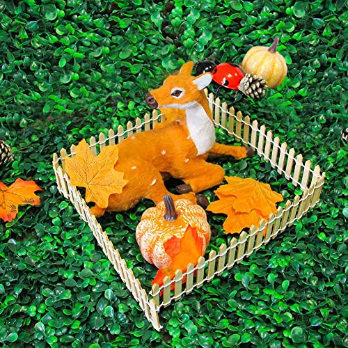 Prsildan 40 Inches Miniature Fairy Garden Fence, DIY Wood Picket Fence Mini Ornament for Dollhouse Home Garden Prsildan