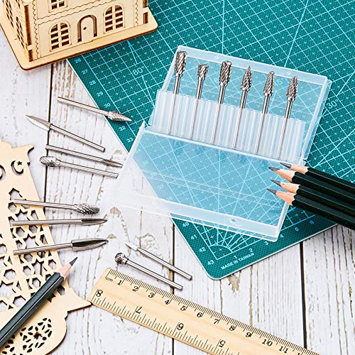 15 Pieces Wood Carving and Engraving Drill Bit Double Cut Carbide Rotary Burr Woodworking Drill Bits Set for DIY Woodworking, Drilling, Engraving, Honoson