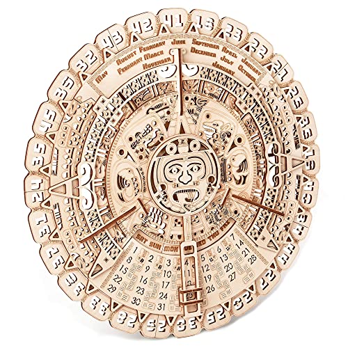 Wood Trick Mayan Wall Calendar 3D Wooden Puzzles for Adults and Kids to Build - 16" - Wooden Model Kit - Aztec Calendar Wood Trick