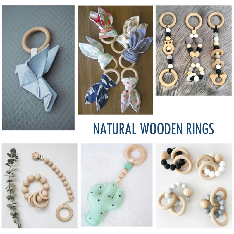 30PCS Natural Wooden Rings for Macrame, Unfinished Wood Rings for Jewelry Making, Circle Pendant Connectors 55mm/2.2inch HANWER