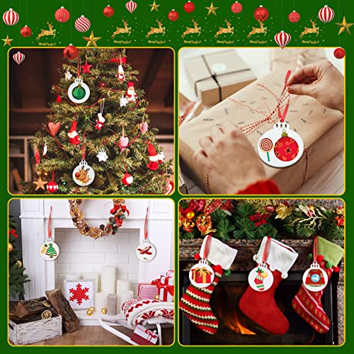 60 Pack Christmas Sublimation Ornaments Blanks MDF Personalized Blanks Ornaments Bulk Christmas Hanging Ornament Pendants for Xmas DIY Tree Queekay
