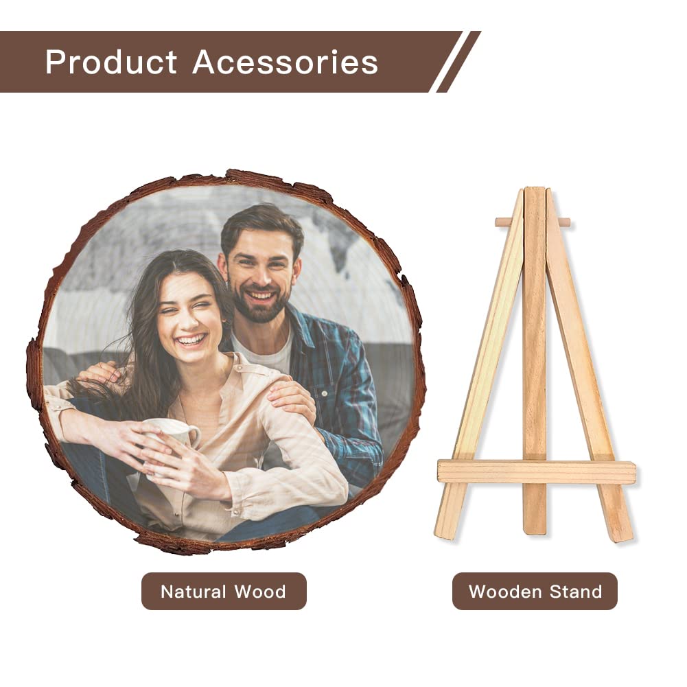 Personalized Picture Frame Album Custom Photo Printing on Wood Slices Customized Photograph On Wood Artwork Crafts Desktop Decoration with Stand witfox