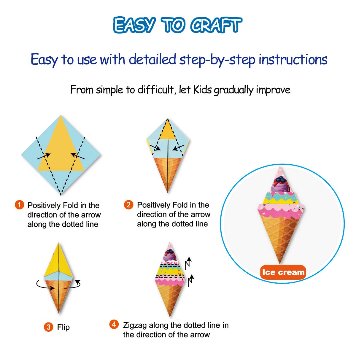 hapray Origami Kit 144 sheets Origami Paper for Kids 72 Patterns with Craft Guiding Book hapray