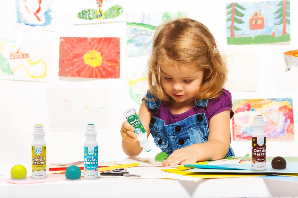 Ultimate Stationery Dot Markers | Bingo Daubers | Washable 6 Colors Dot Markers for Toddlers and Kids Dot Art. Toddler arts and crafts Ultimate Stationery