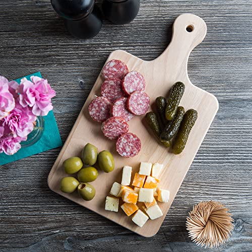 LZMS 4 Pcs Medium Wood Cutting Board - Kitchen Chopping Boards for Bread, Cheese, Vegetabes & Fruits with Handle - Eco-Friendly Board for Health LZMS