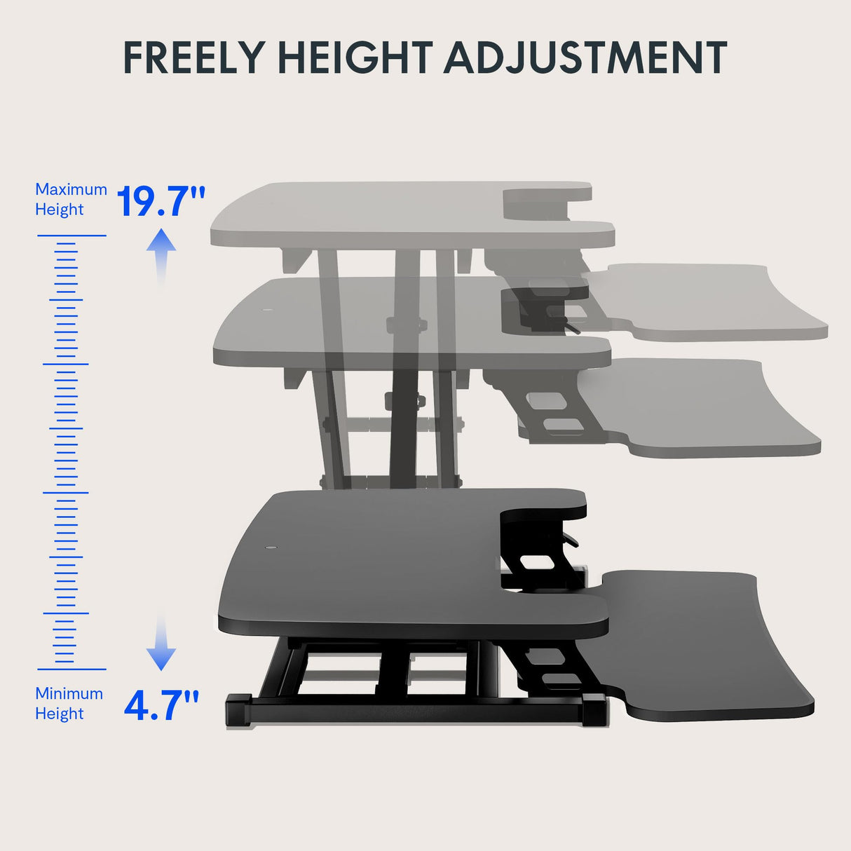 FLEXISPOT 35in Standing Desk Converter Height Adjustable Sit to Stand up Desk Riser Computer Workstation with Keyboard Tray Wide 2-Tier Desktop Black FLEXISPOT