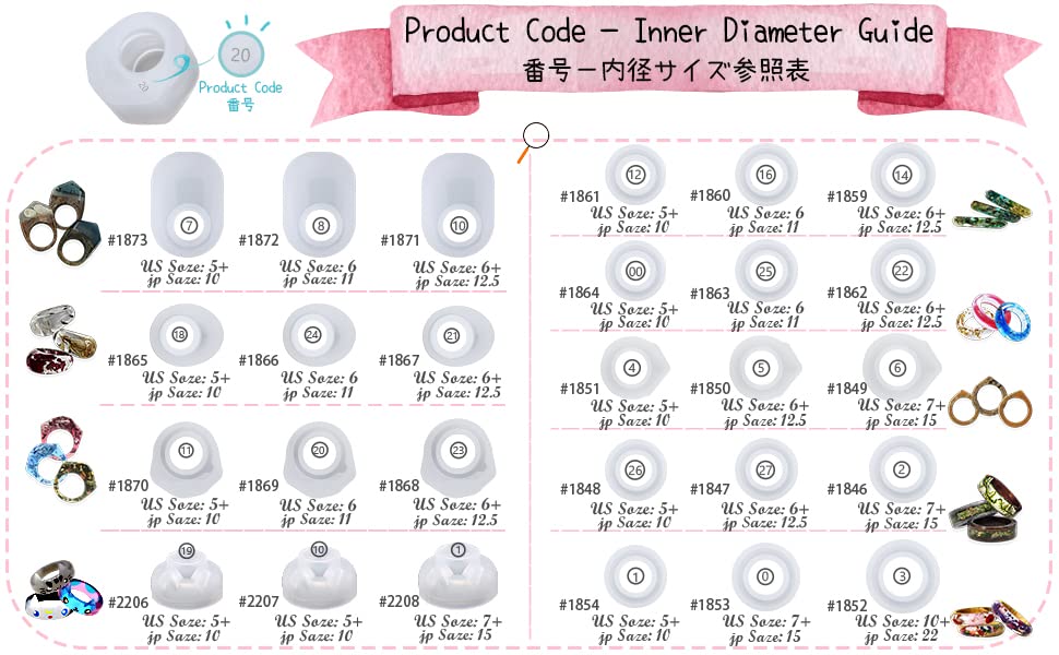 FUNSHOWCASE Resin Ring Silicone Mold for Liquid Clay Crafting, Resin Epoxy, Jewelry Making 24-Count FUNSHOWCASE