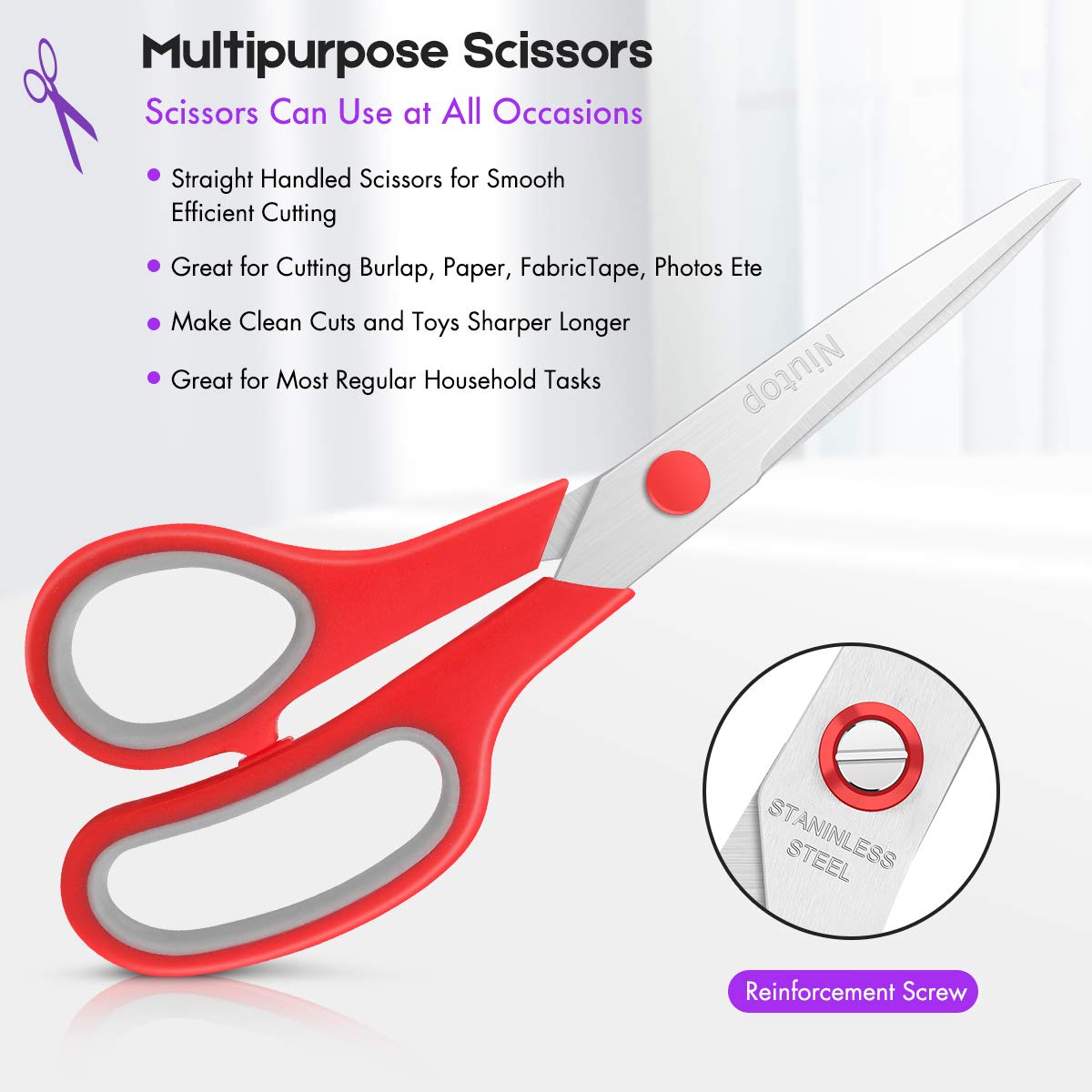 Scissors Bulk Set of 25-Pack, Niutop 8" Multipurpose Sharp Sewing Craft Fabric Scissors for Office Home High/Middle School Student Office Teacher Art Niutop