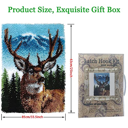 ZFFLYH Deer Latch Hook Kit, DIY Large Latch Hook Kit for Adults 3D Printed Canvas Pattern Crochet Handcraft Embroidery Tapestry Hobby & Crafts ZFFLYH