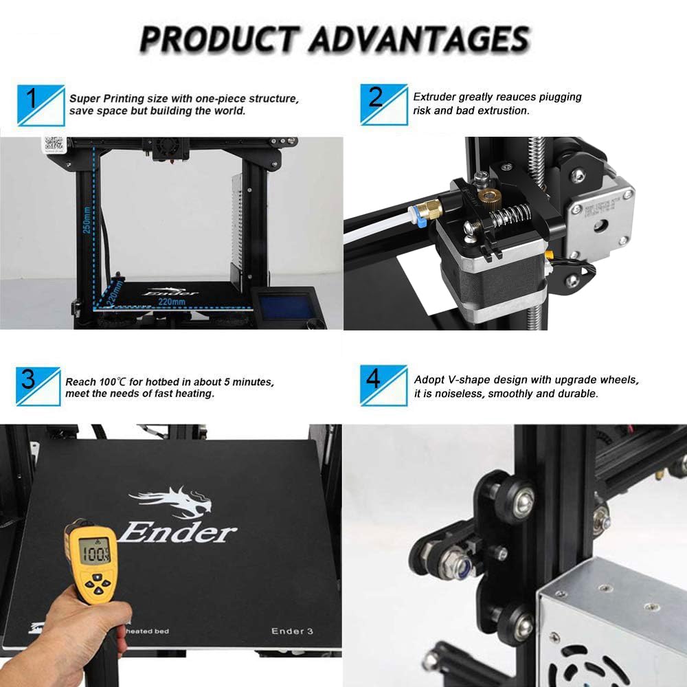 Official Creality Ender 3 3D Printer Fully Open Source with Resume Printing Function DIY 3D Printers Printing Size 8.66x8.66x9.84 inch Comgrow