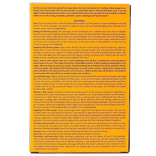 Re-Rot 48 Ounce Wood Epoxy Repair Kit – 3 Products in 1 – Restores Structural Strength to Harder Than New – Rebuilds Rotten or Missing Wood Epox-Sci