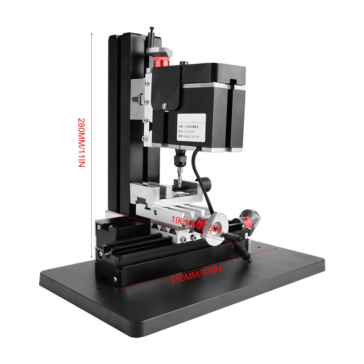 60W 12000RPM Mini Milling Machine Mini Metal Lathe DIY Miniature Milling Machine Miller Multifunction Worktable Power Milling Machines 100-240V YWBL-WH