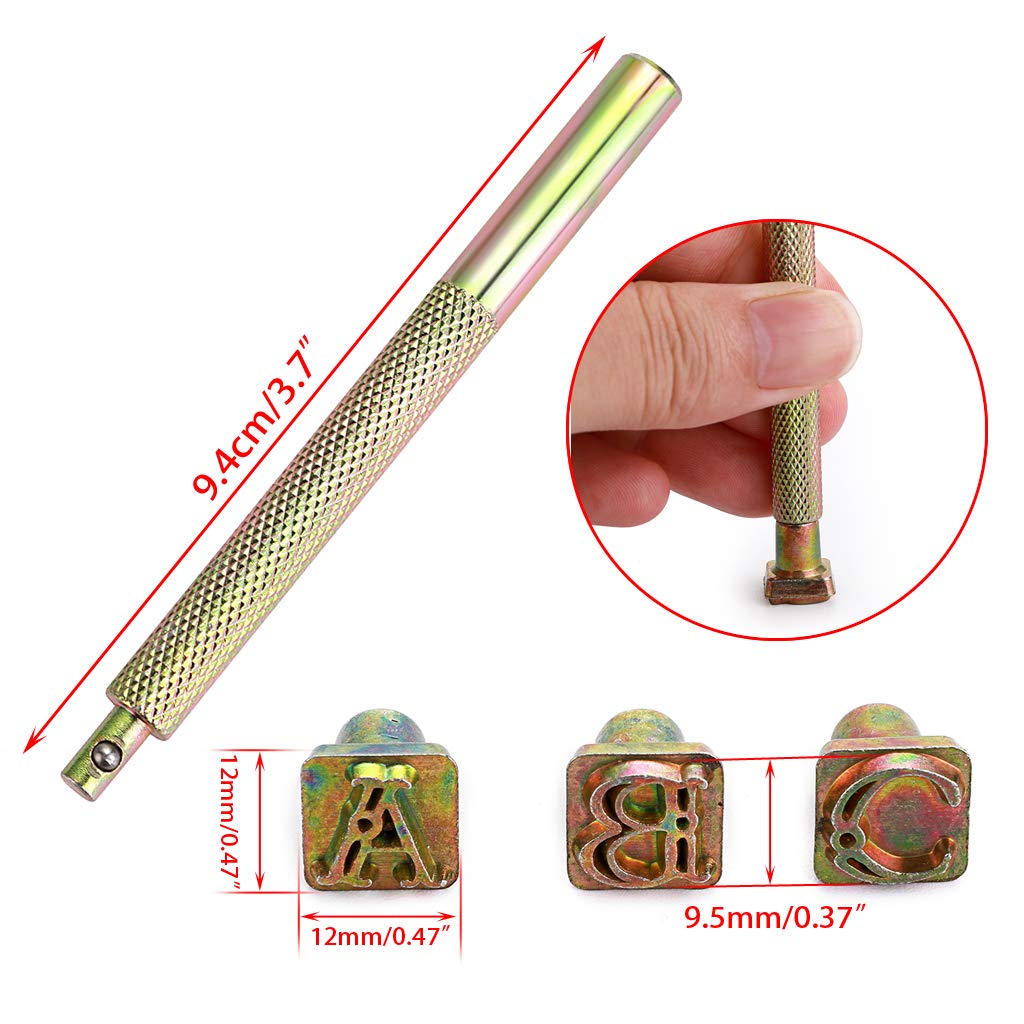 OwnMy Capital Letters Stamp Set, 3/8” / 9.5mm Alphabet Stamp Tools Set Leather Craft Stamping Tools Leather Art Craft Tool (9.5mm - 27pcs) OwnMy