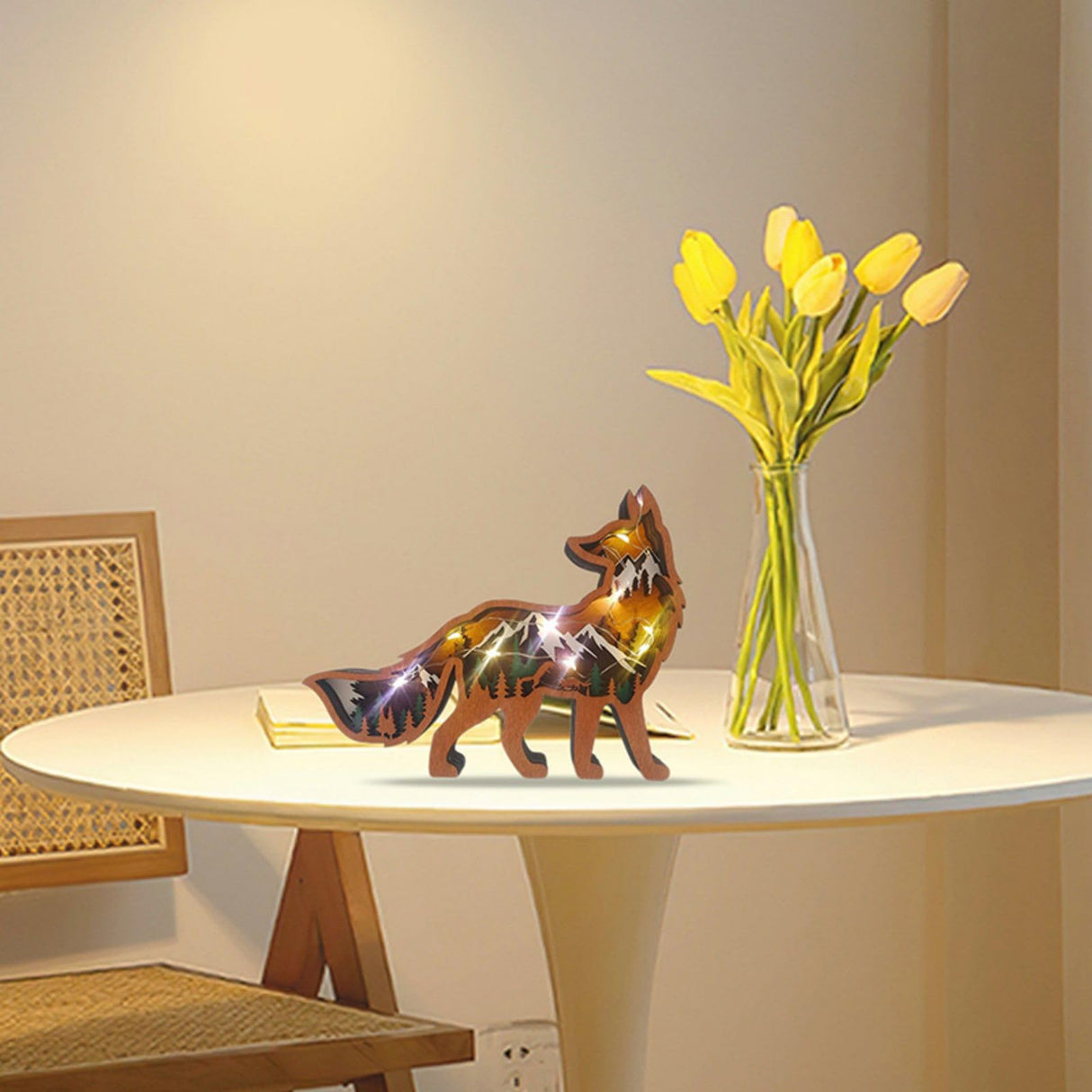 3D Wood Carved Animal Lamp - Warm LED Night Light for Home Decor Drawelry