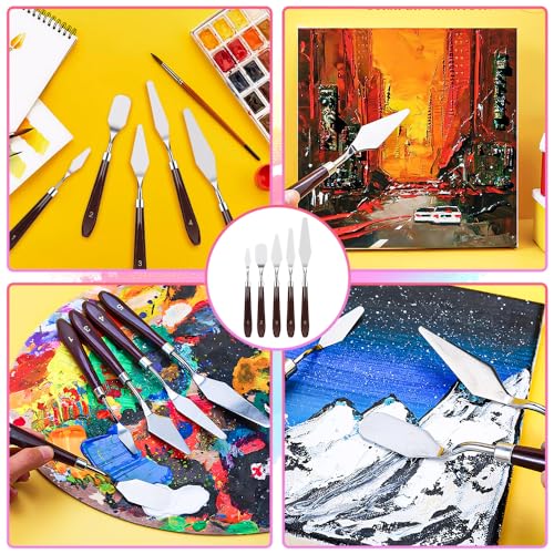 Senbos Palette Knife Paint Scraper Set, 5pcs Stainless Steel Painting Pallet Knife with 6pcs Plastic Painting Scraper, Oil Painting Mixing Scraper Senbos