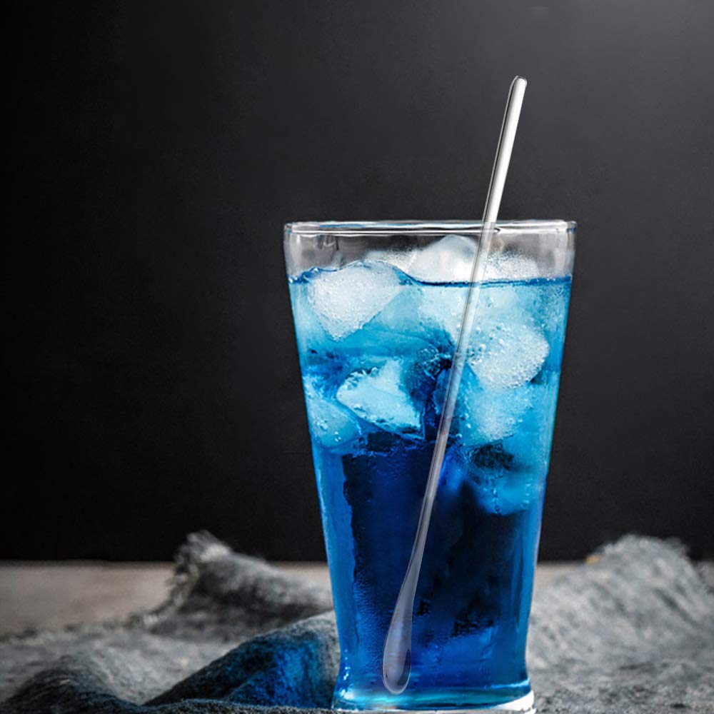 Delove Long Stainless Steel Cocktail Stirrers Stir Cocktail Drink Swizzle Stick Beverage Coffee Stirring Spoon- Mixing Spoon- Tiny Salt Condiment Delove