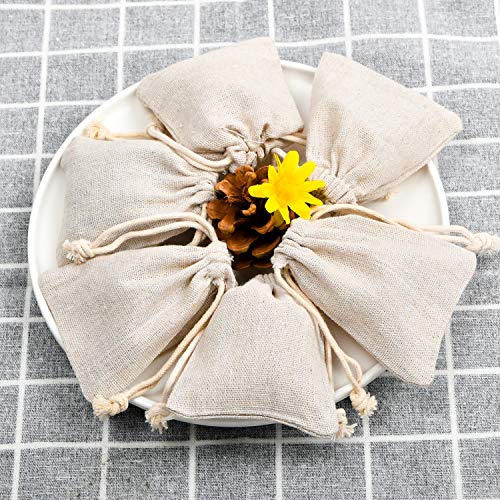 calary 5x6.9 Inch Double Canvas Drawstring Bag Cotton Pouch Gift Sachet Bags Muslin Bag Reusable Tea Bag (25pcs) calary