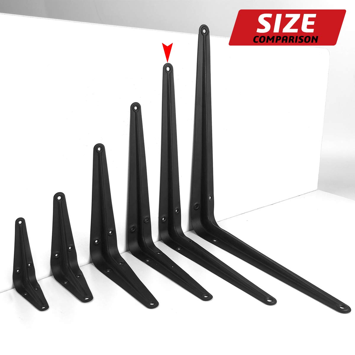 20 Pack Black Shelf Brackets 10 inch, Heavy Duty DIY Floating Wood Shelf Bracket Decorative Rustic L Bracket, J Brackets Metal Joint Angle Bracket Jorohiker