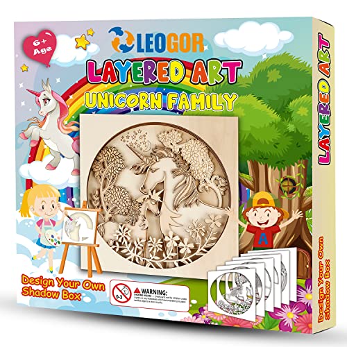 LEOGOR Paint Your Own Unicorn - Art Kit of Painting for Kids Age 6 and Above - Unique Wood Crafts for Boys and Girls - Perfect Project for Birthdays