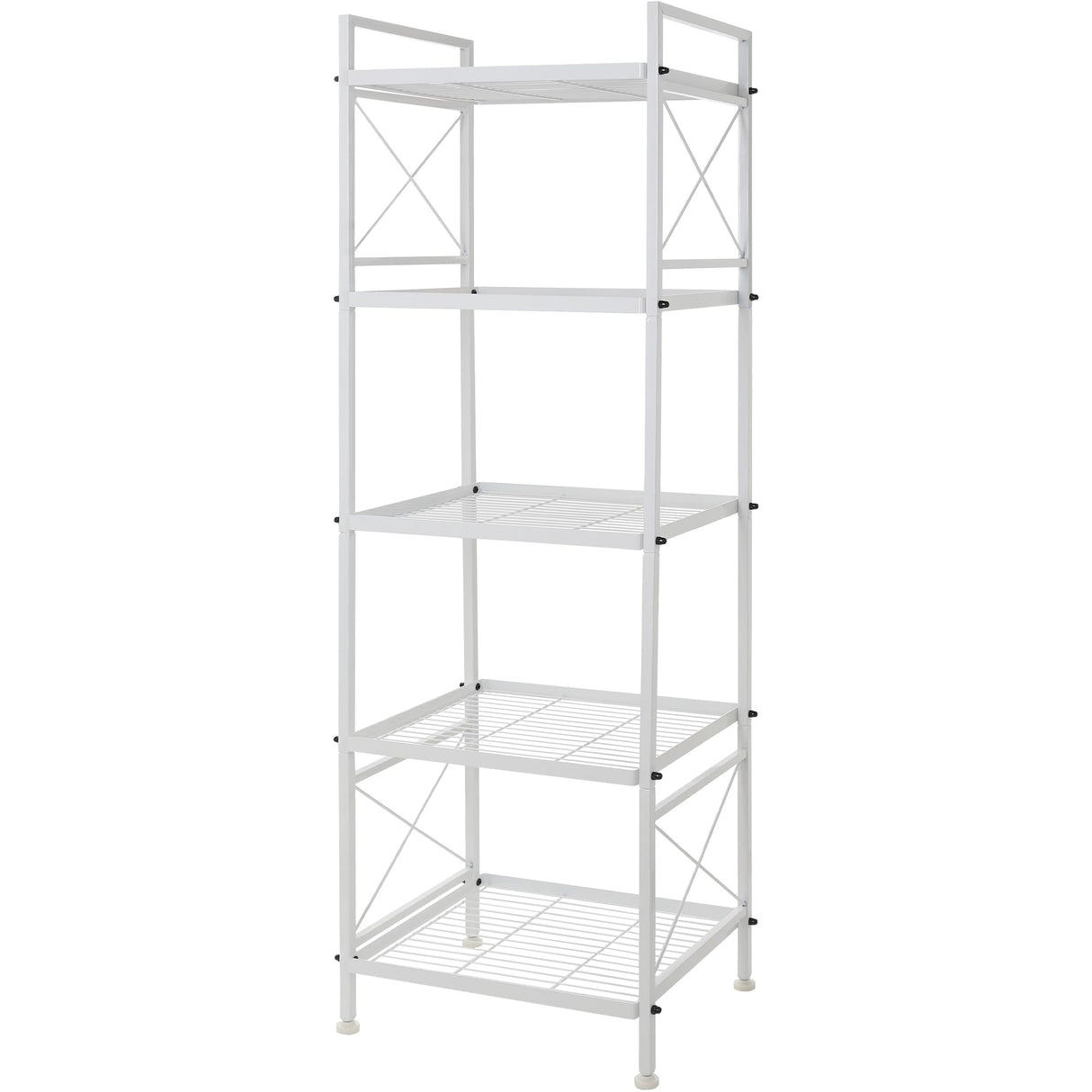 YOHKOH 5 Tier Metal Storage Rack Closet Shelves,Standing Storage Shelf Units for Laundry Bathroom Kitchen Pantry Closet(White,17.0L x 12.9W x 53.3H) YOHKOH