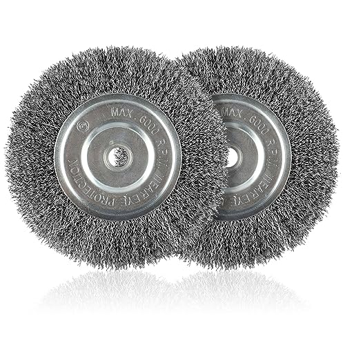 WENORA 6-Inch Wire Wheel for Bench Grinder, 0.012 Carbon Steel Wire with 1/2" & 5/8" Arbor Hole, for Removal of Rust, Paint and Scale from Metal and WENORA