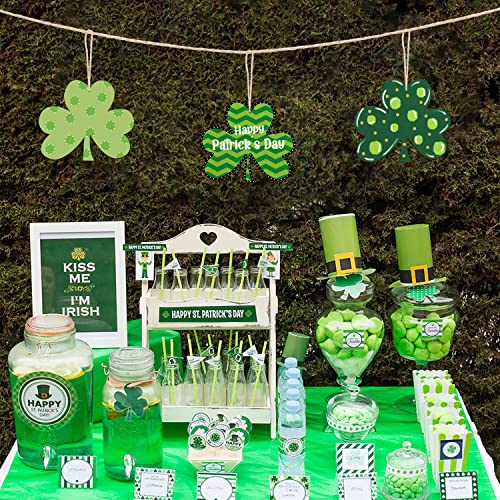 Large Size 7" Wooden Shamrock St. Patrick's Day Ornaments to Paint,Shamrocks Wooden DIY Blank Unfinished Round Wood Discs Ornament for Crafts Hanging Sophena