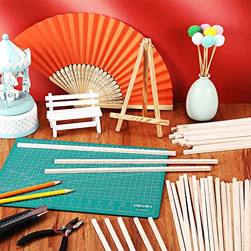 Wood Strips Balsa Square Wooden Dowels 1/4 Inch Square Dowel Rods 12 Inch Long Hardwood Square Dowel Unfinished Wood Sticks Wooden Dowel Sticks Timtin