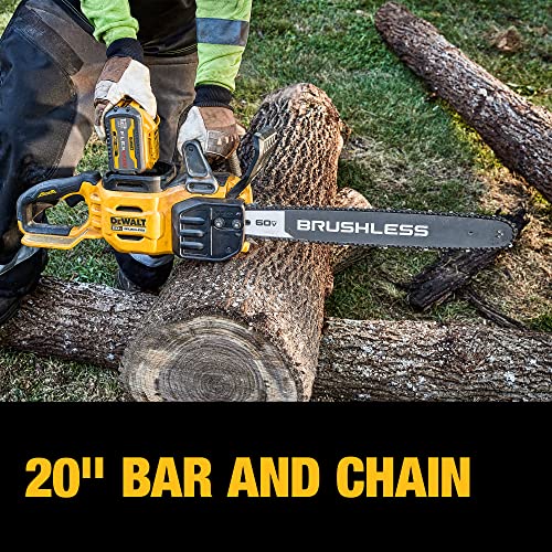 DEWALT 60V MAX Cordless Chainsaw Kit, 20 in., Battery & Charger Included (DCCS677Y1) DEWALT