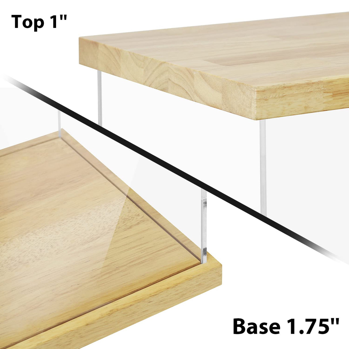 Clear Acrylic Display Case with Solid Butcherblock Base and Top for Trophy, Collectibles, Assemble Cube Display Box Stand Dust Proof Protection BenchPro