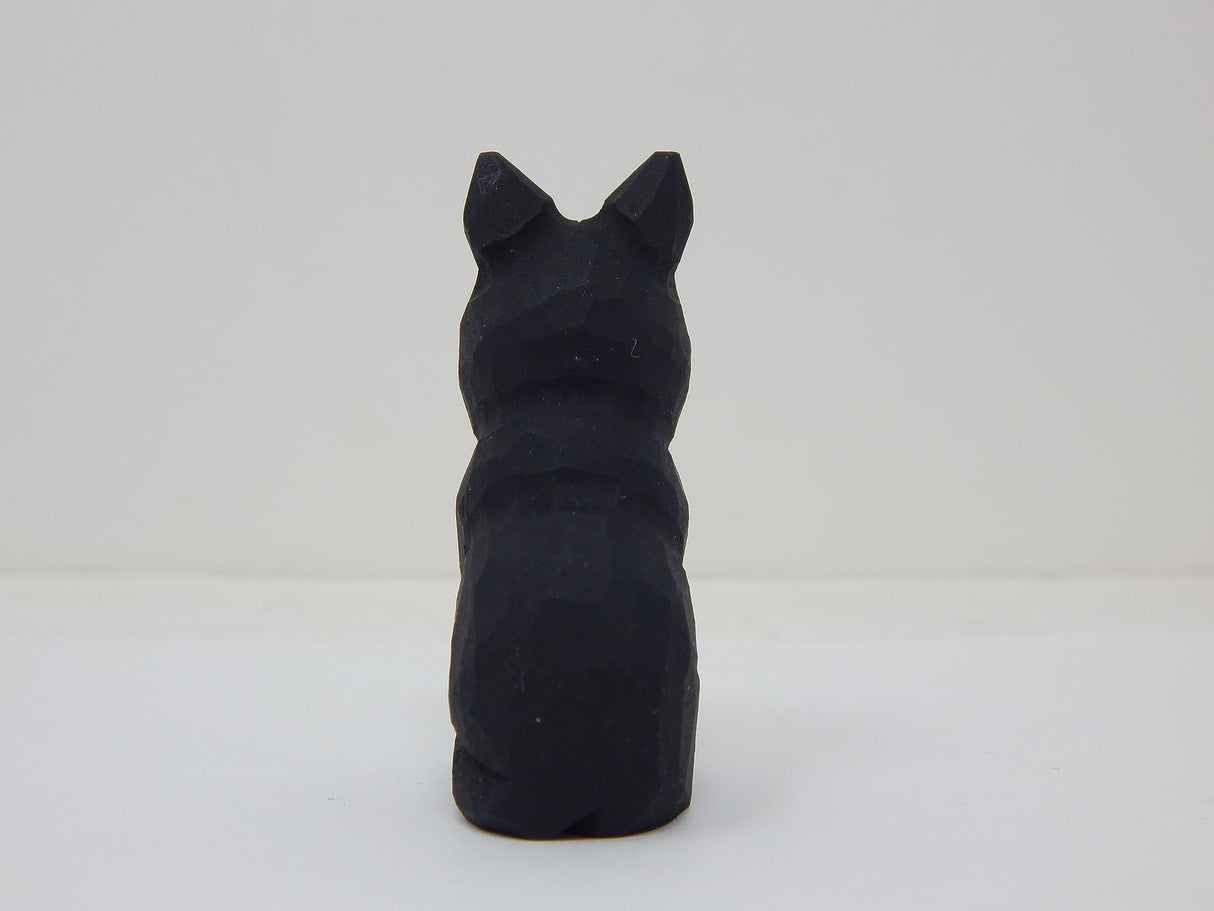 Selsela Black Cat Figurine Handmade Wood Carved Small Statue Halloween Decor Pet Craft Miniature Animal Selsela