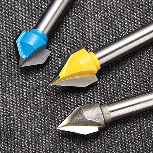 Genmitsu 1/4'' V Grooving Router Bit Set, 60 Degree & 90 Degree CNC Router Bits, 3D V Shape Milling Wood Cutter Knife CNC Engraving Router Bit, VG03A Genmitsu