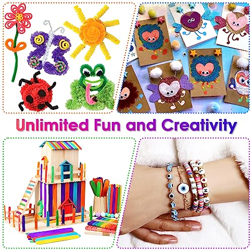 Sundaymot Arts and Crafts Supplies for Kids, 2000+Pcs Craft Kits for Kids, DIY School Craft Project, Bulk Craft Set, Includes Art Supplies and Oxford Sundaymot