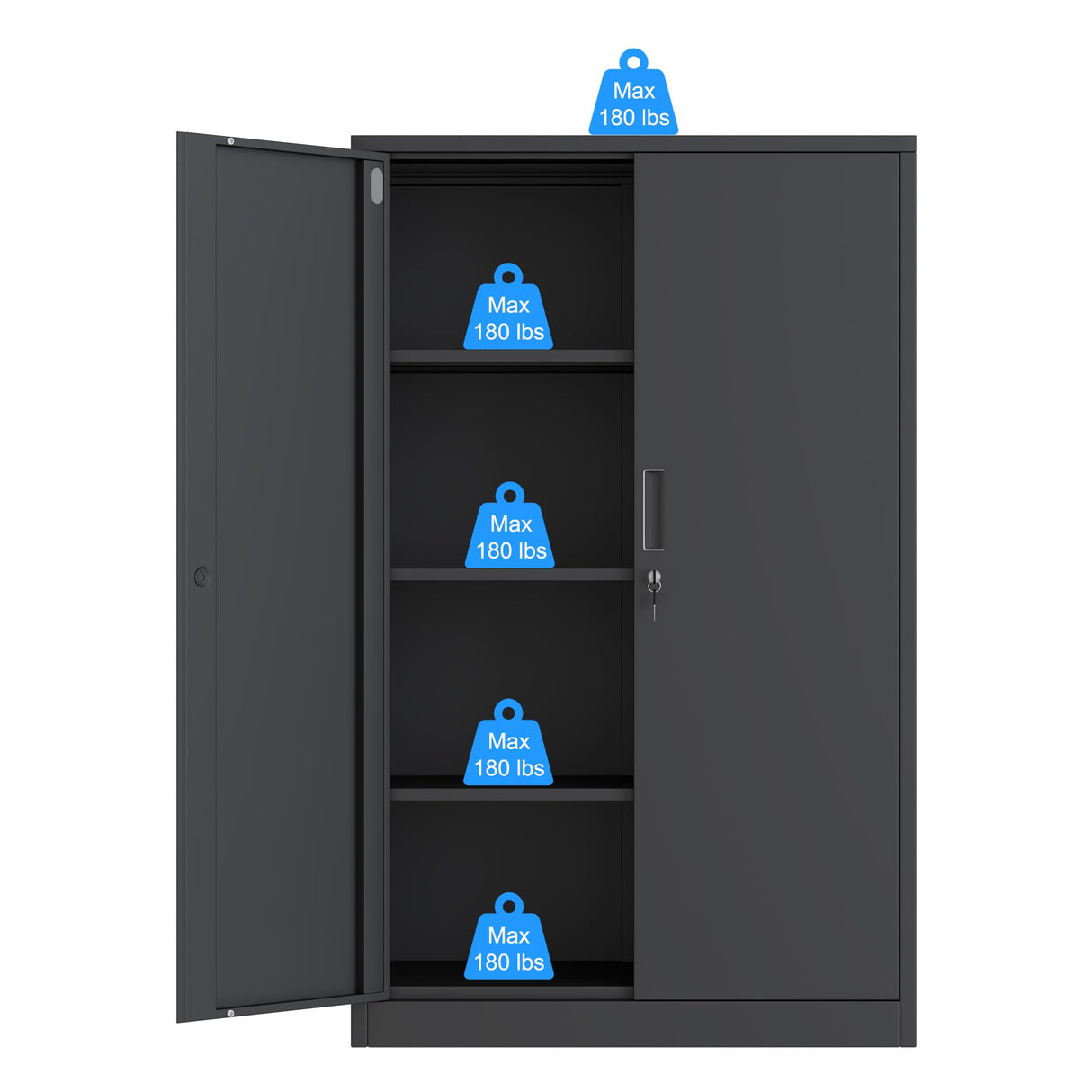 iJINGUR Metal Storage Cabinet with Locking Doors and 3 Adjustable Shelves, 53.5-Inch Tall Lockable Steel Storage Cabinets for Home Office Garage iJINGUR