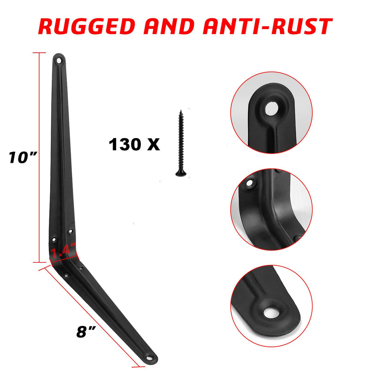 20 Pack Black Shelf Brackets 10 inch, Heavy Duty DIY Floating Wood Shelf Bracket Decorative Rustic L Bracket, J Brackets Metal Joint Angle Bracket Jorohiker