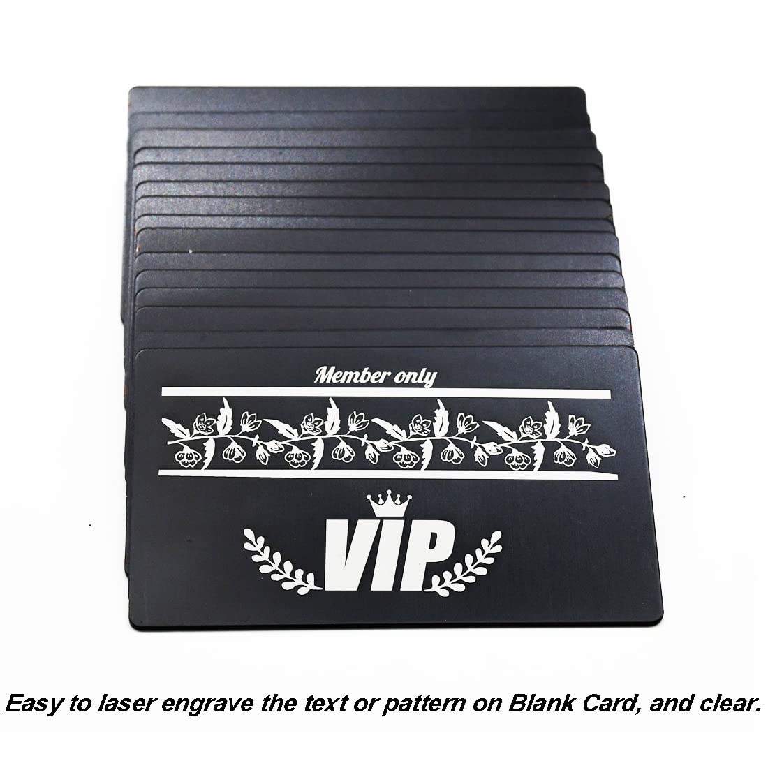 ABBECIAO 0.04" Thick Blank Aluminum Business Cards Anodized Metal Plaque Plate Blanks for Laser Engraving 86 * 54mm 15 Pack Black ABBECIAO