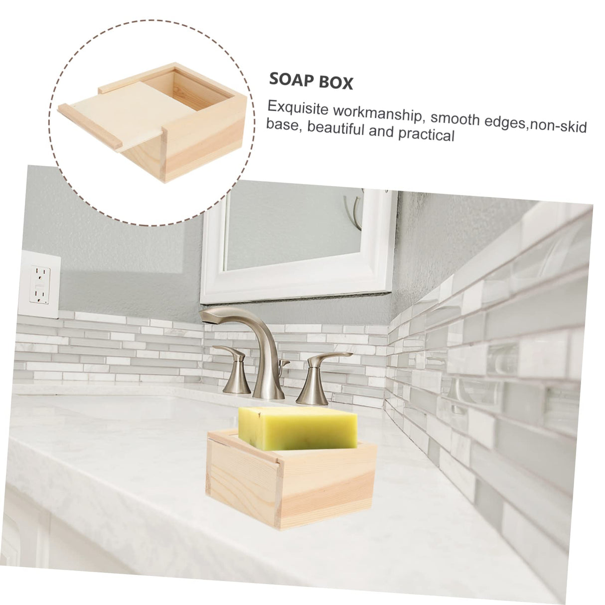 Abaodam 2pcs Boxes Small Wooden Box Unfinished Wood Organizer Sundries Storage Tray Plain Bamboo Soap Wooden Jewelry Case Wood Decor Jewelry Abaodam