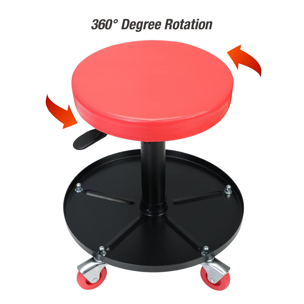 BIG RED ATRHL6201R Torin Heavy Duty Rolling Pneumatic Creeper Garage/Shop Seat: Padded Adjustable Mechanic Stool with Tool Tray Storage, Red BIG RED