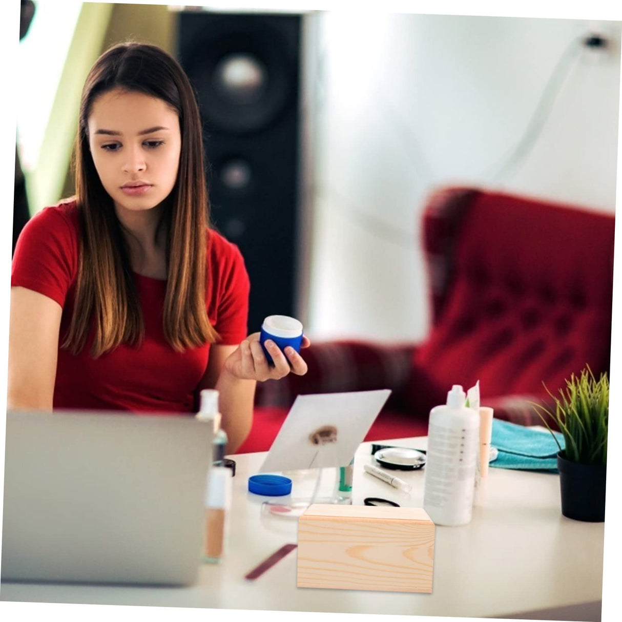 VILLCASE 3 Pcs Wooden Storage Box Desktop Jewelry Organizer Tray Storage Cubes with Lid Chest Treasure Case Unfinished Wood Crate Trinket Storage VILLCASE