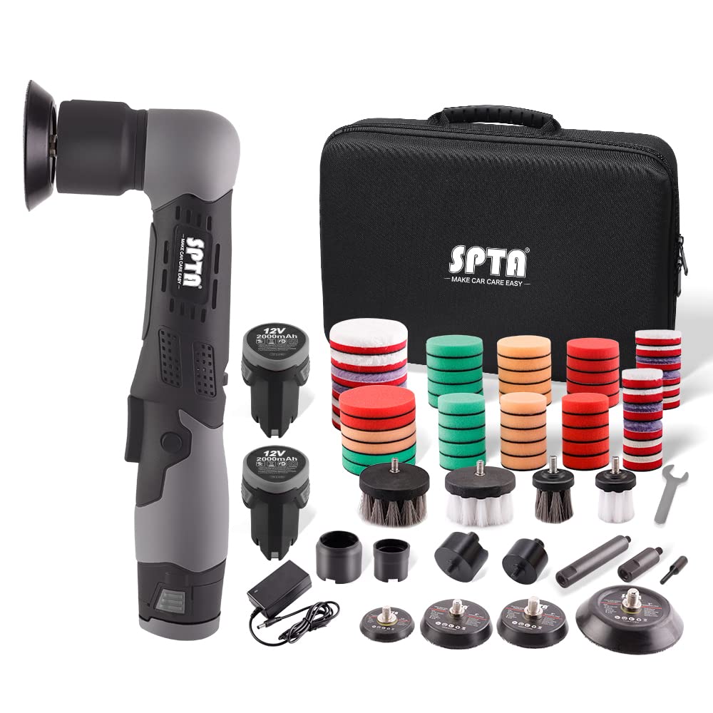 SPTA Cordless Mini Polisher, 12V Cordless Multi Polisher, Micro Cordless Scratches Killer Car Polisher RO/DA Mini Auto Machine Sets With Polishing SPTA