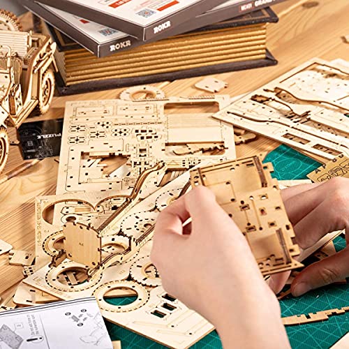 ROKR 3D Wooden Puzzle-Mechanical Car Model-Self Building Vehicle Kits-Brain Teaser Toys-Best Gift for Adults and Kids on Birthday/Christmas Day ROKR
