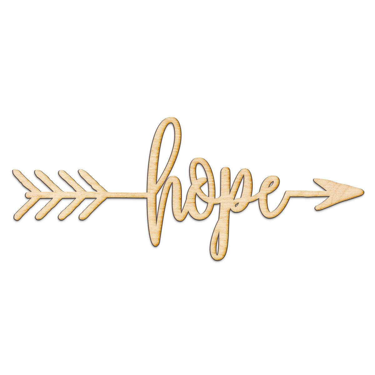 Hope Right Arrow Wood Sign Home Decor Wall Art Hanging Rustic Unfinished 18" x 7" Woodums