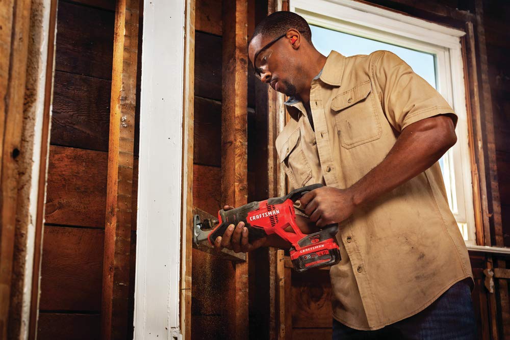 CRAFTSMAN V20 Cordless Reciprocating Saw Kit, 3,000 RPM, 14.5 inch, Battery and Charger Included (CMCS300M1) Craftsman