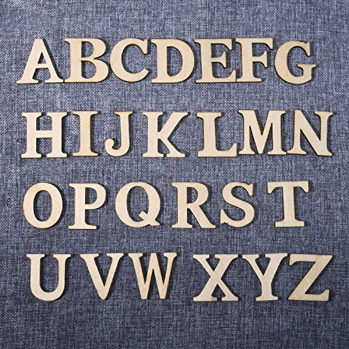 SATINIOR 124 Pieces Totally Wooden Capital Letter Wood Lower Case Letters Wooden Numbers for Arts Crafts DIY Decoration Displays SATINIOR